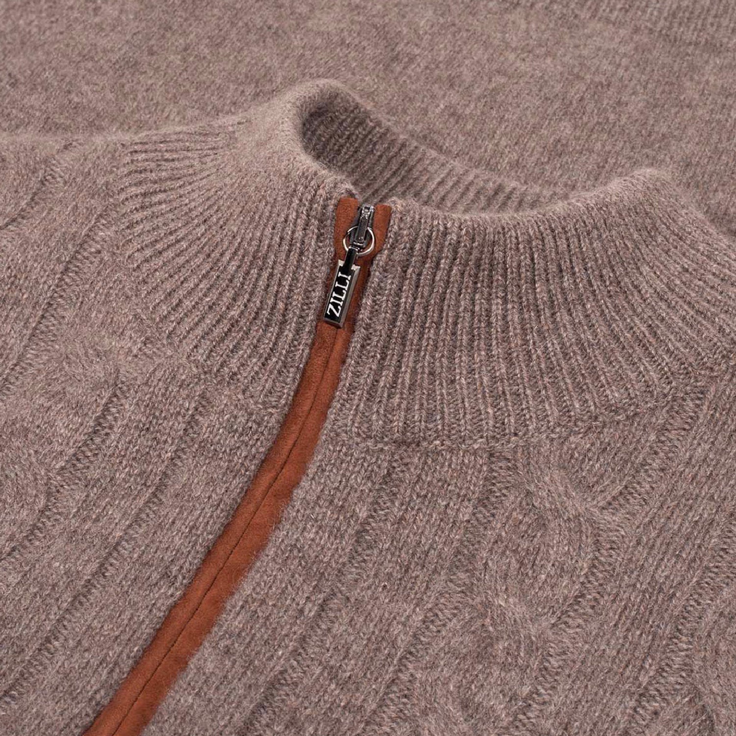 Pull à maille torsadée en laine - Marron