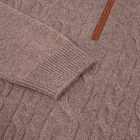 Pull à maille torsadée en laine - Marron