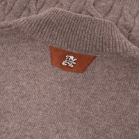 Pull à maille torsadée en laine - Marron