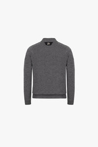 Wool cable-knit jumper with zip - Grey