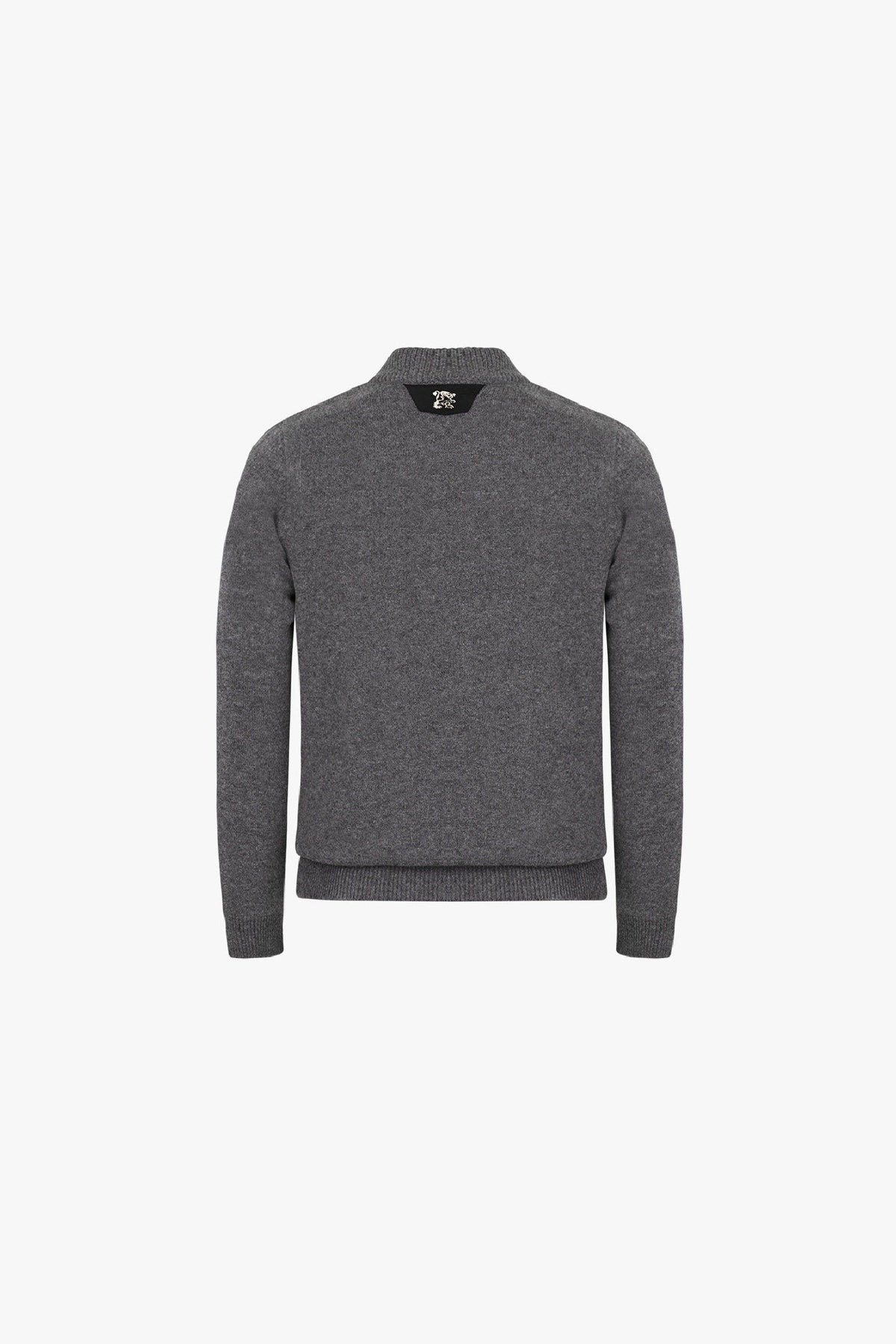 Wool cable-knit jumper with zip - Grey