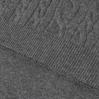 Pull à maille torsadée zippé en laine - Gris
