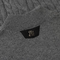 Pull à maille torsadée zippé en laine - Gris