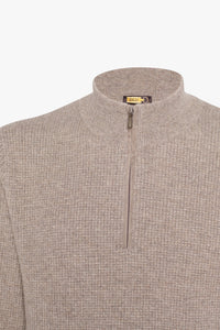 Pull à manches longues zippé en cachemire - Light Taupe