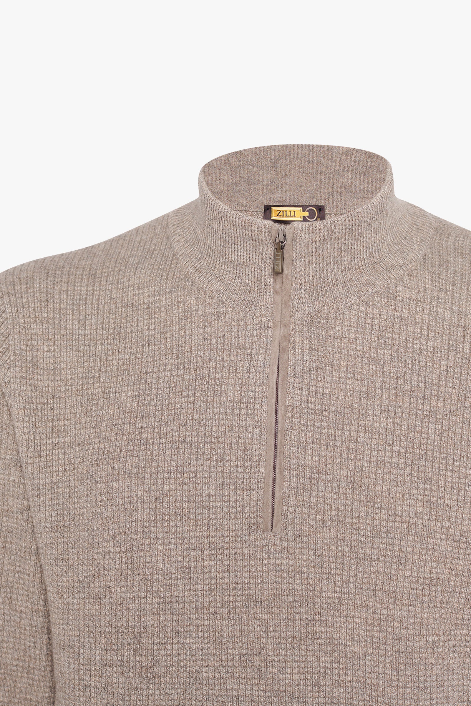 Pull à manches longues zippé en cachemire - Light Taupe