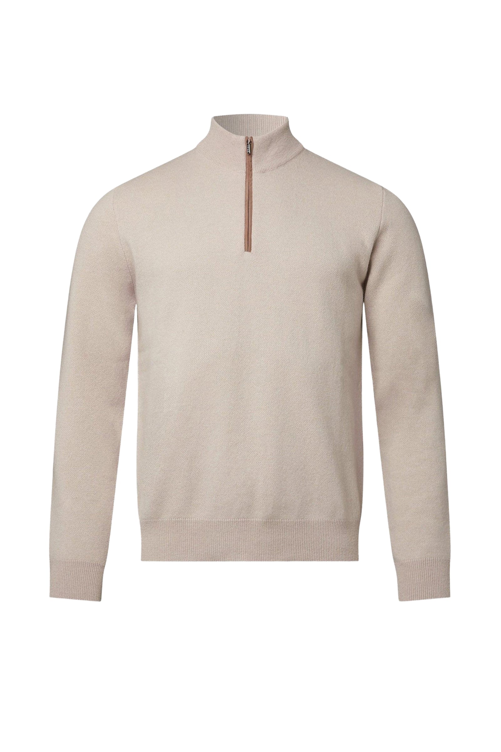 Pull à manches longues zippé en cachemire - Beige
