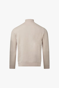 Pull à manches longues zippé en cachemire - Beige