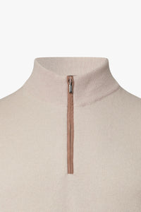 Pull à manches longues zippé en cachemire - Beige