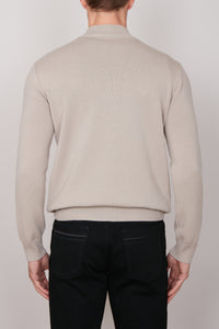 Pull zippé à motifs géométriques en cachemire - Beige