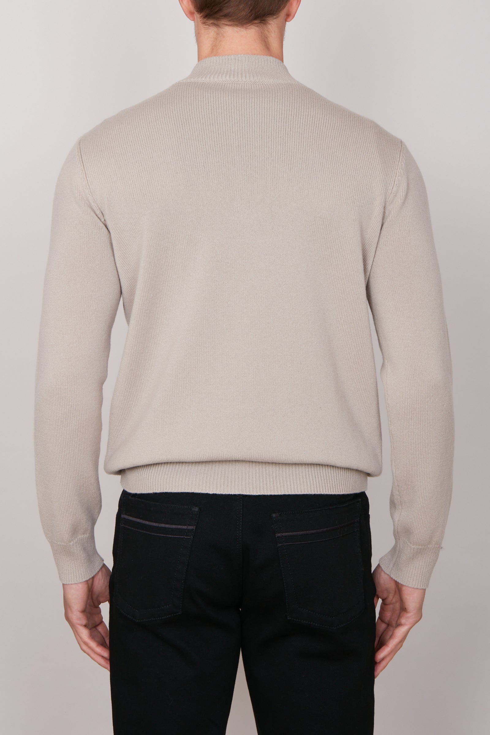 Pull zippé à motifs géométriques en cachemire - Beige