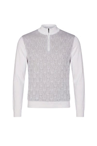 Pull à motif jacquard en cachemire - Blanc & Gris