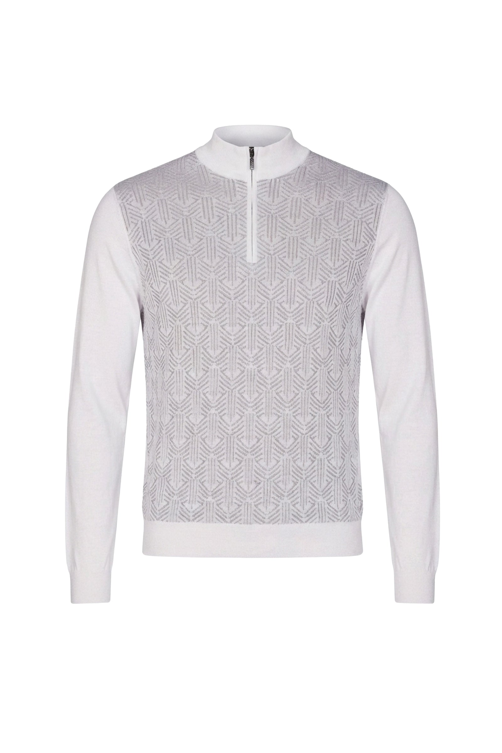Pull à motif jacquard en cachemire - Blanc & Gris