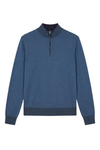 Pull à col montant zippé en cachemire - Smoke Blue