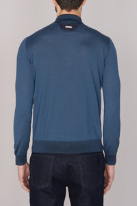 Pull à col montant zippé en cachemire - Smoke Blue