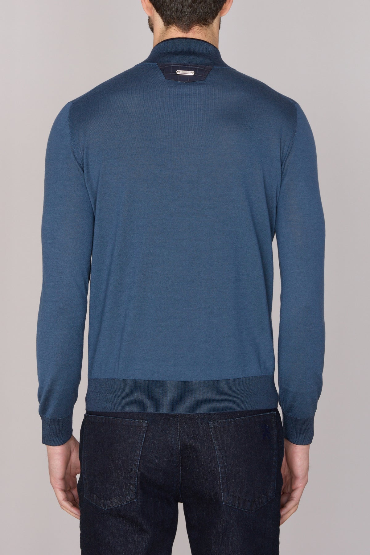 Pull à col montant zippé en cachemire - Smoke Blue