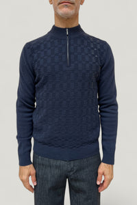 Pull à col montant à manches longues en cachemire - Dark Navy