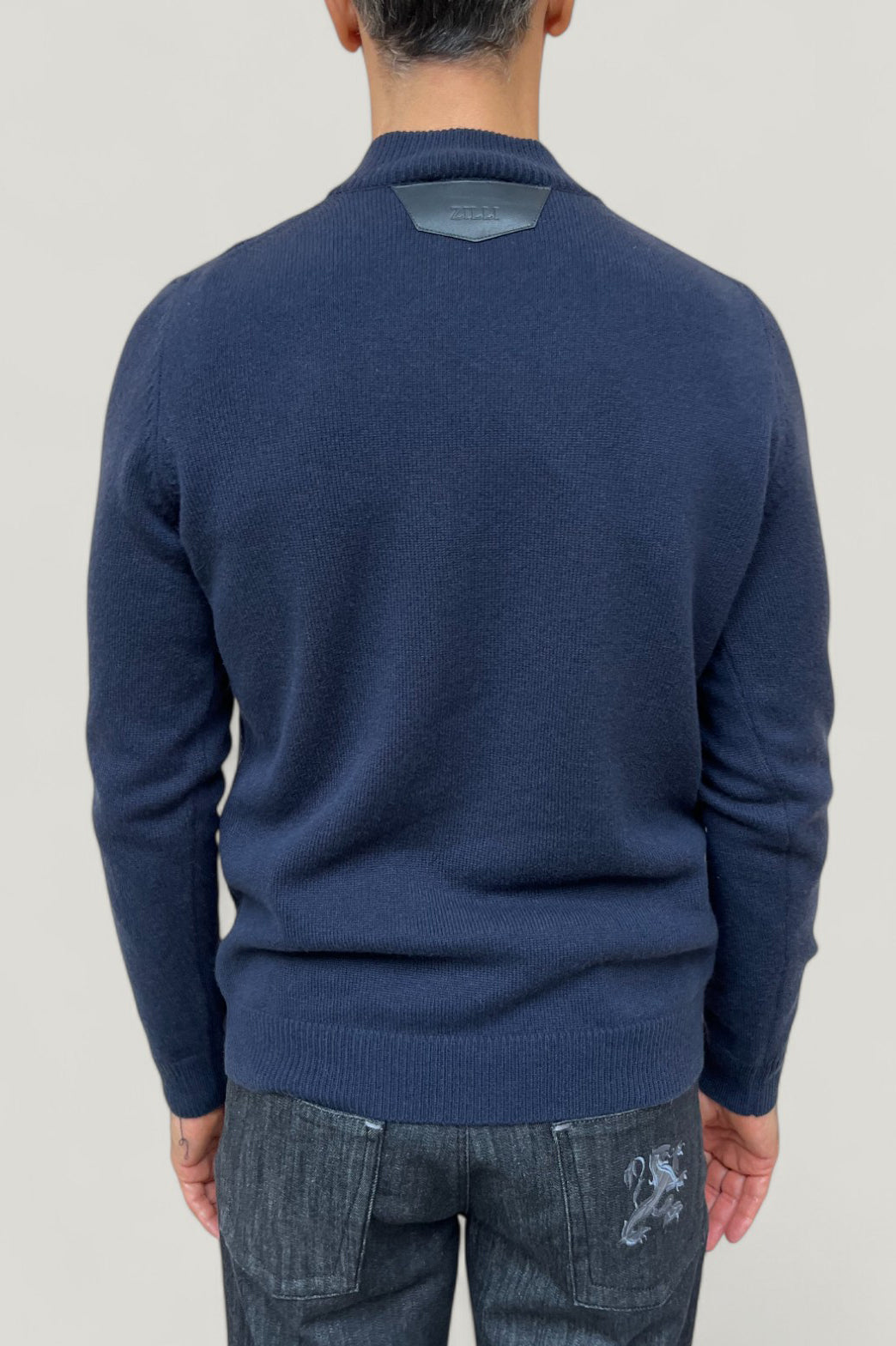 Pull à col montant à manches longues en cachemire - Dark Navy