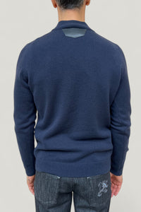 Long-sleeved, high-neck cashmere jumper - Dark Navy
