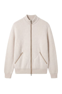 Cardigan à col montant et fermeture éclair en cachemire - Blond Fawn