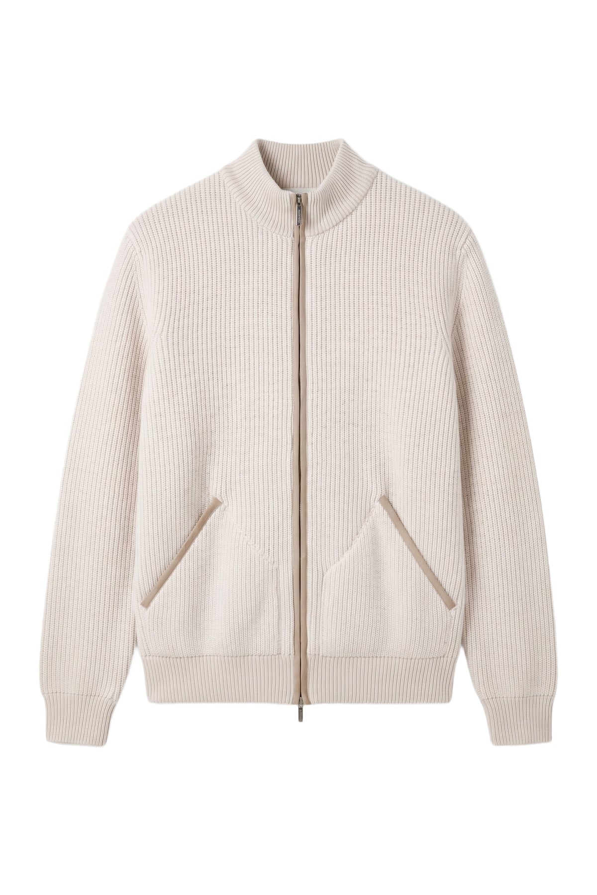 Cardigan à col montant et fermeture éclair en cachemire - Blond Fawn