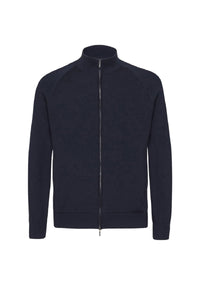 Cardigan zippé à détail métallique en laine - Bleu