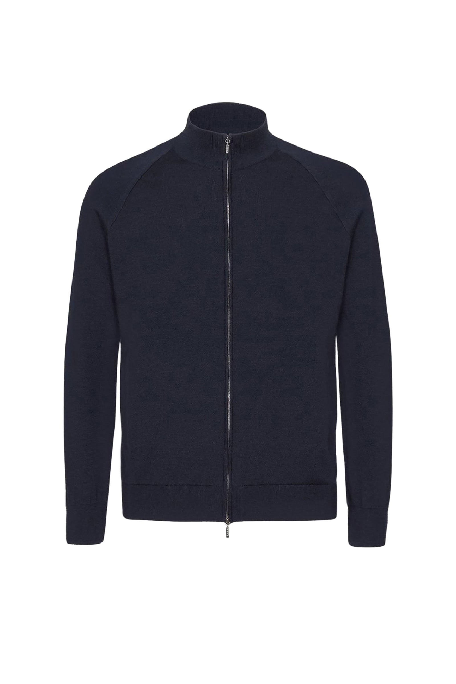 Cardigan zippé à détail métallique en laine - Bleu