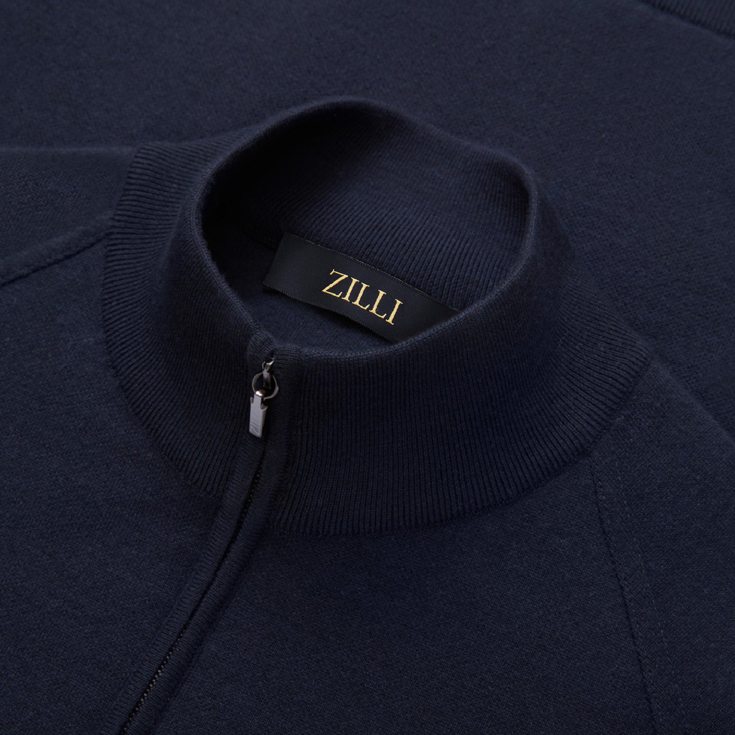 Cardigan zippé à détail métallique en laine - Bleu