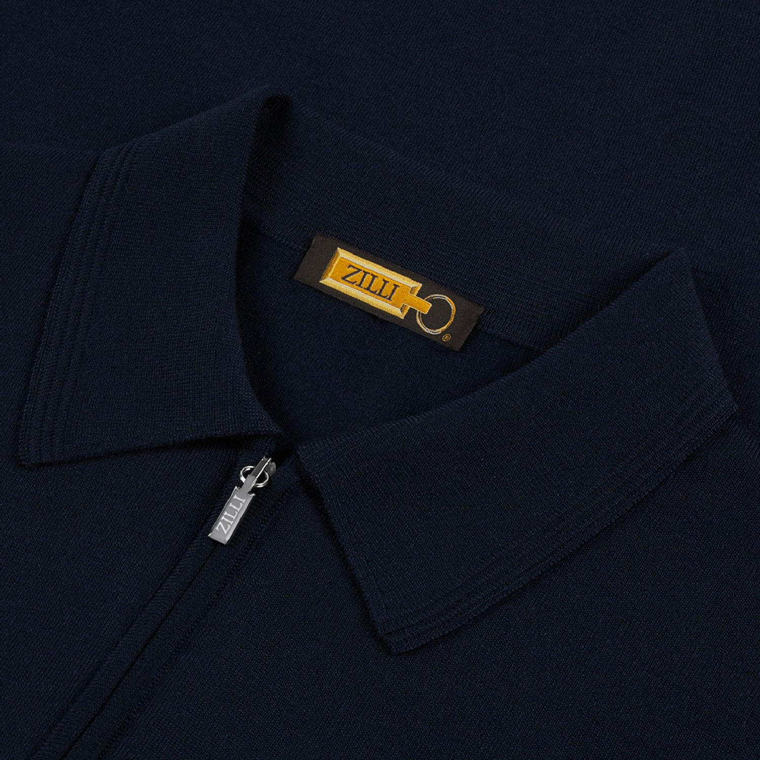 Polo zippé en laine - Bleu