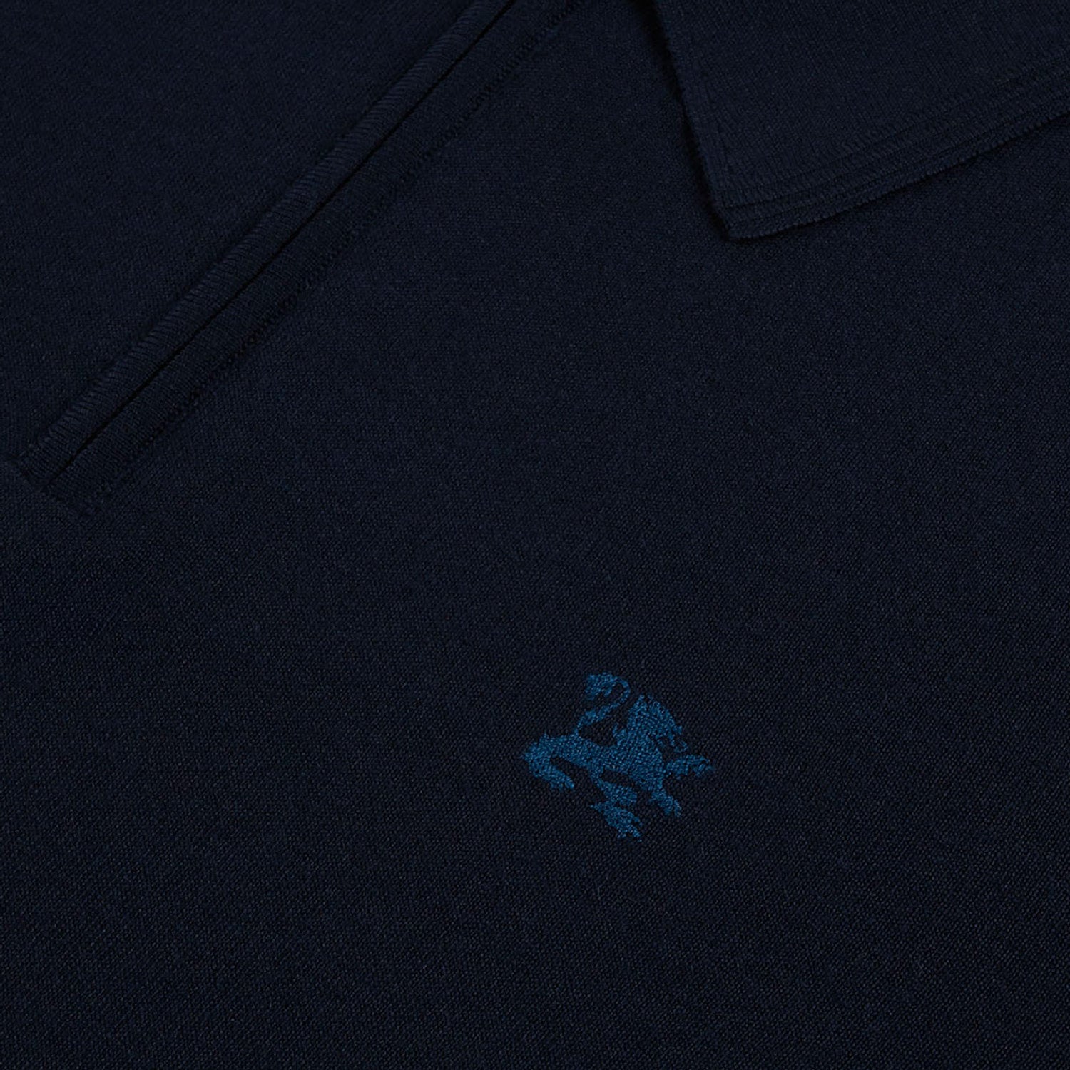 Polo zippé en laine - Bleu