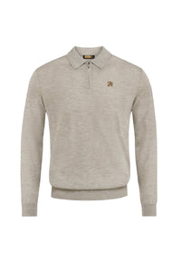 Pull zippé avec logo en laine - Beige