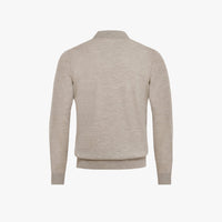 Pull zippé avec logo en laine - Beige