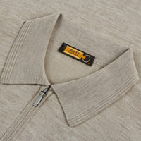 Pull zippé avec logo en laine - Beige