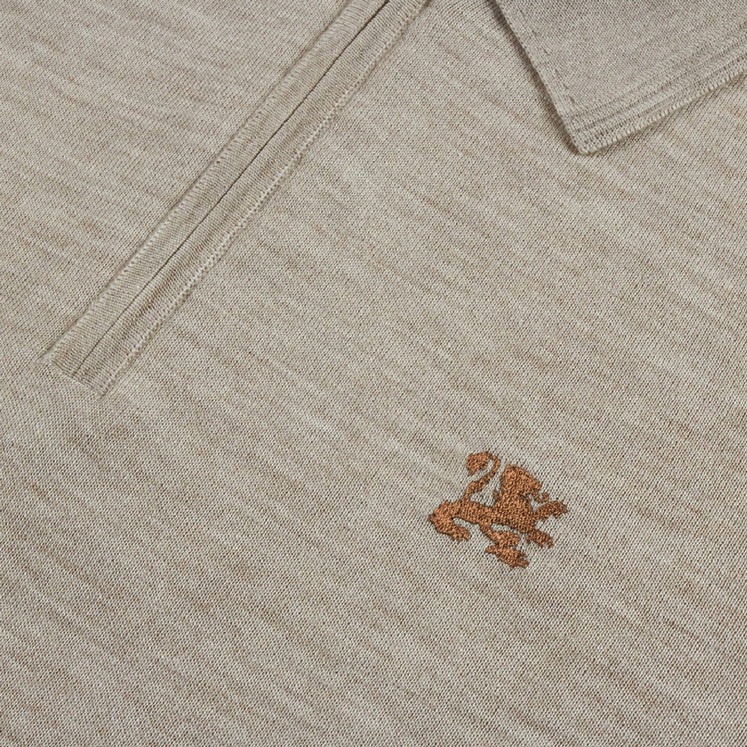 Pull zippé avec logo en laine - Beige