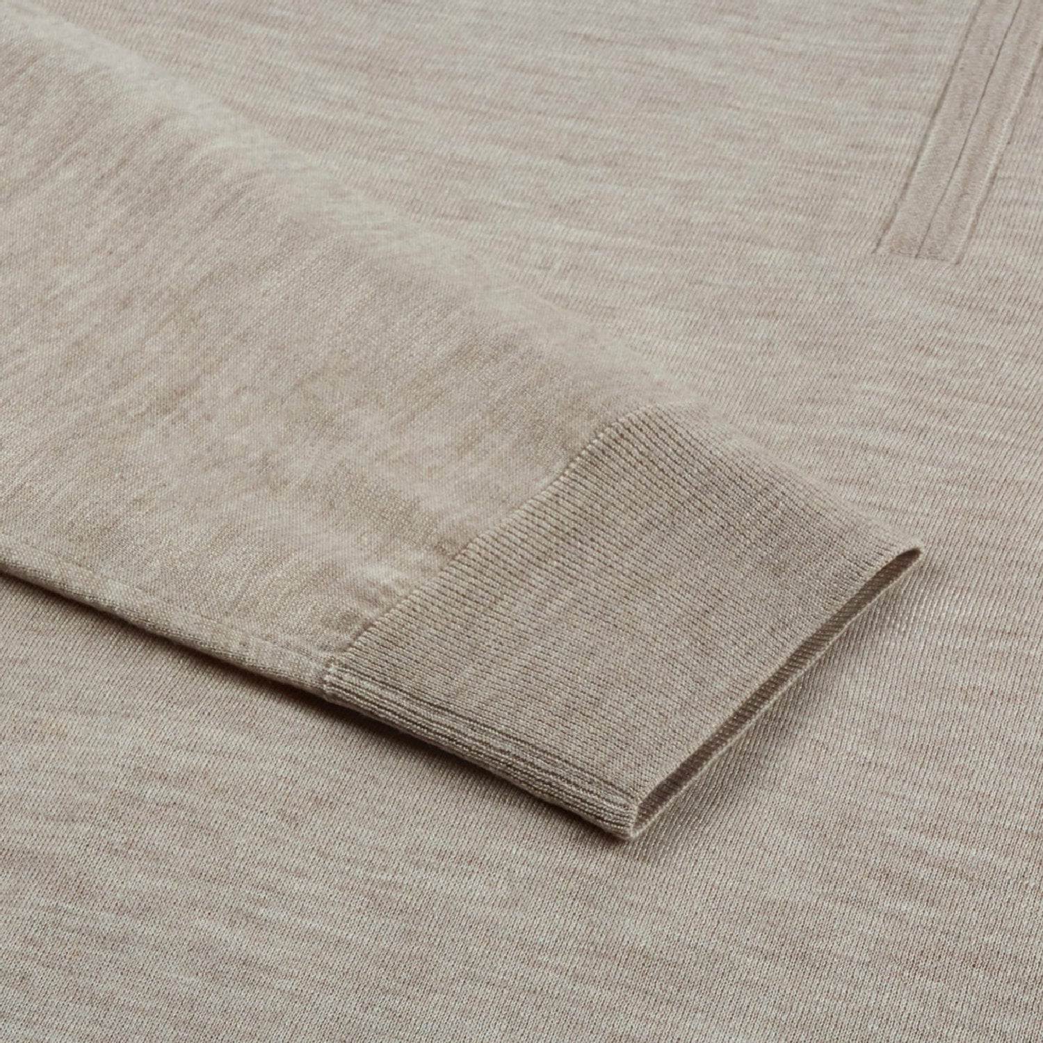 Pull zippé avec logo en laine - Beige
