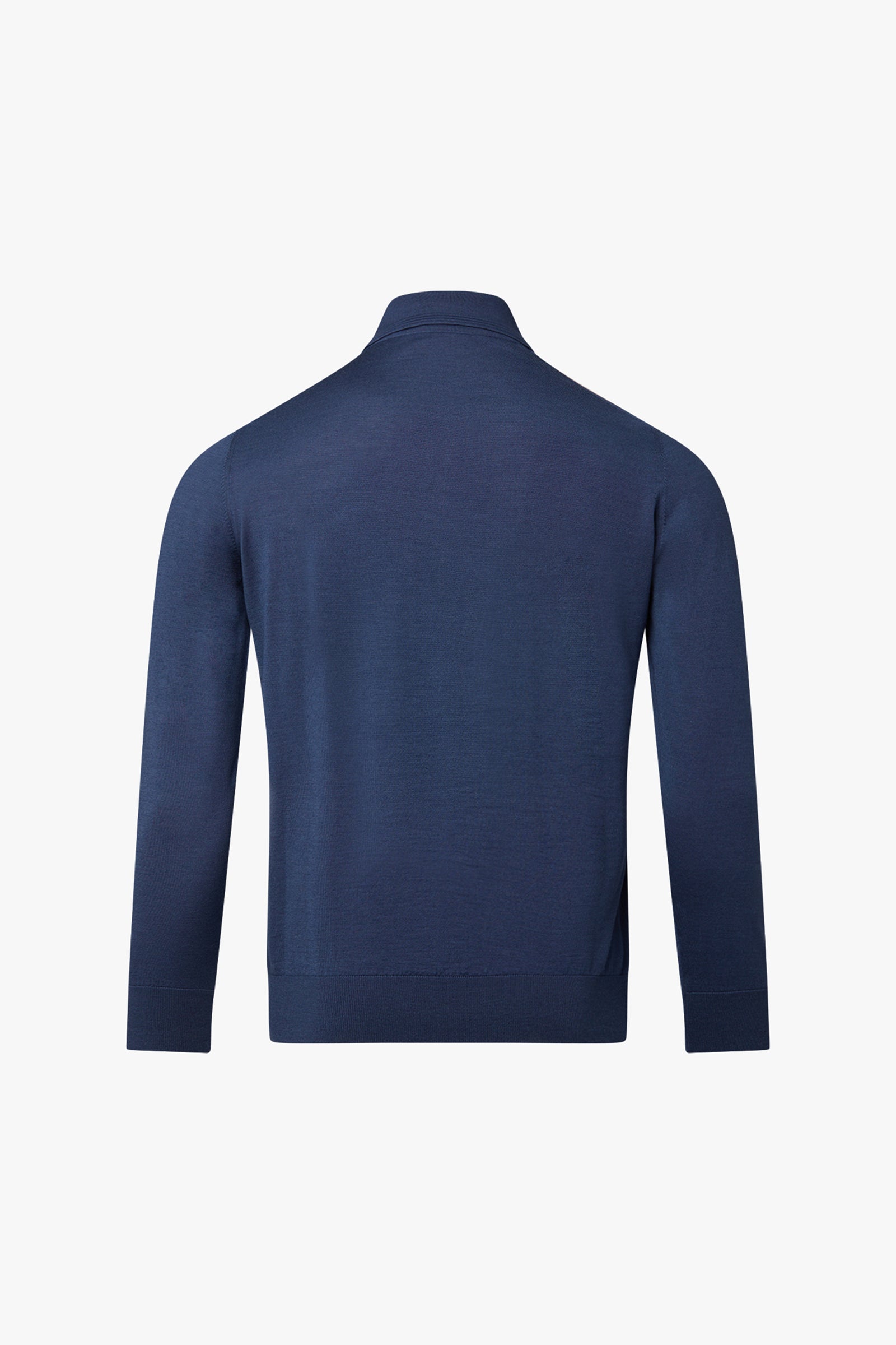 Pull zippé à maille côtelée en cuir - Bleu