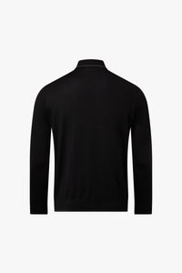 Pull zippé à motif texturé en laine - Noir