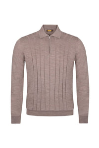 Polo à zip en laine - Marron