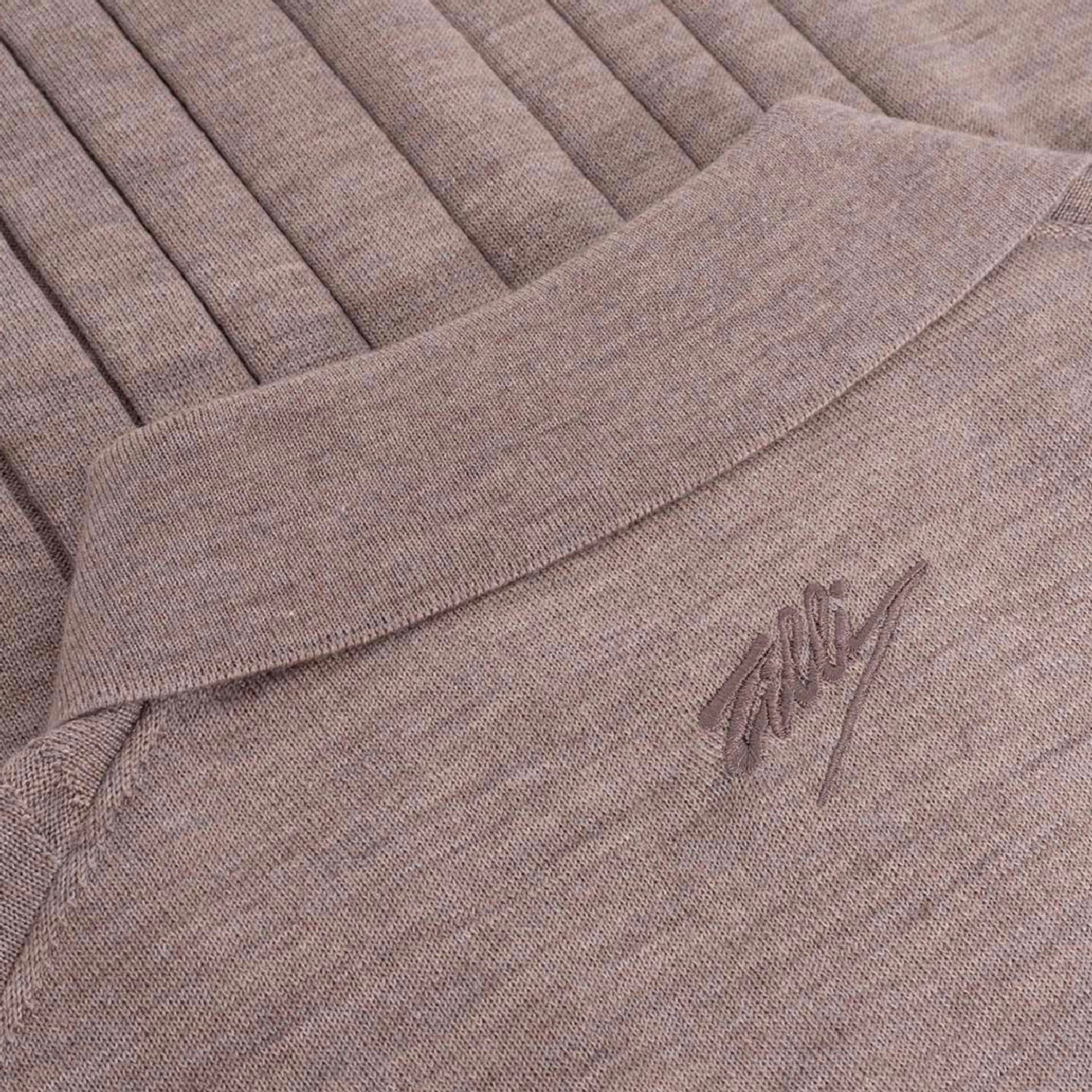 Polo à zip en laine - Marron