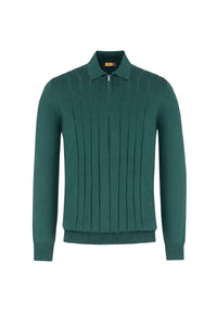 Wool pleated zip jumper - Green