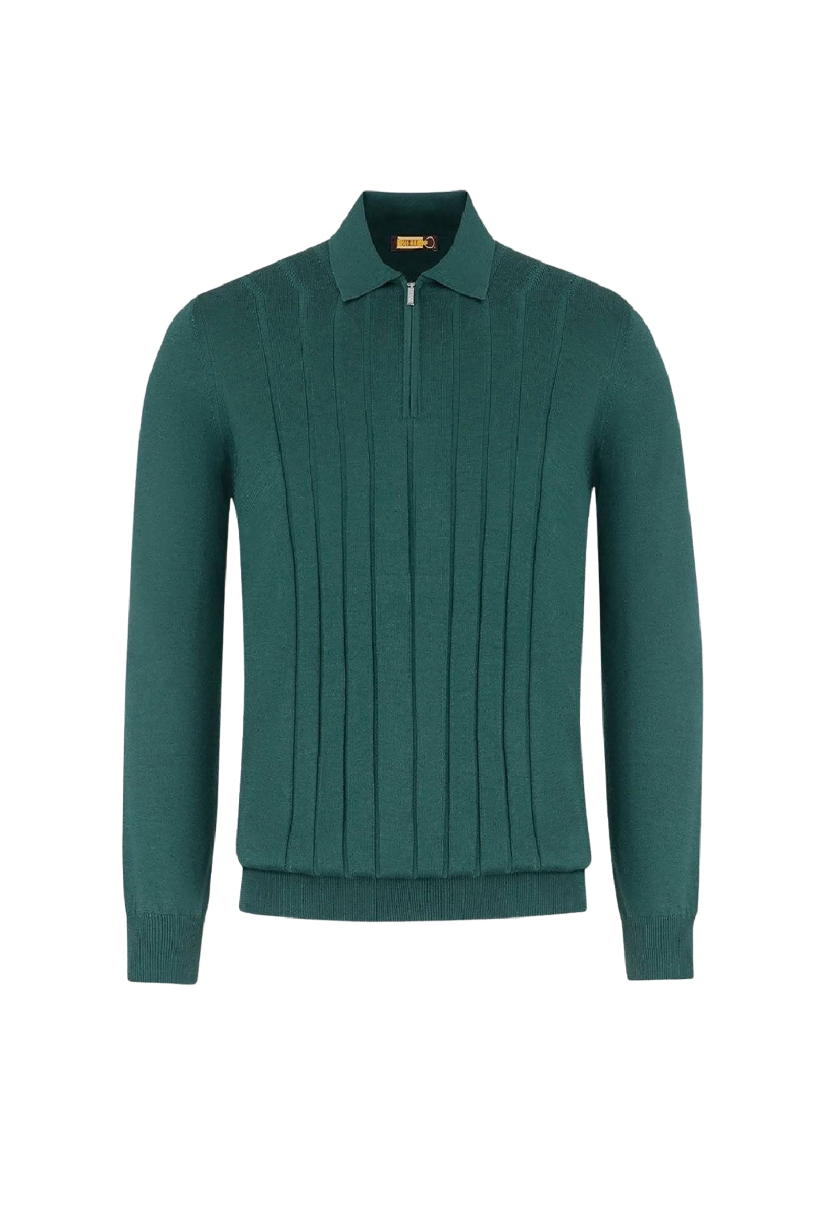 Wool pleated zip jumper - Green