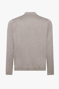 Polo à fermeture zippée en laine - Beige