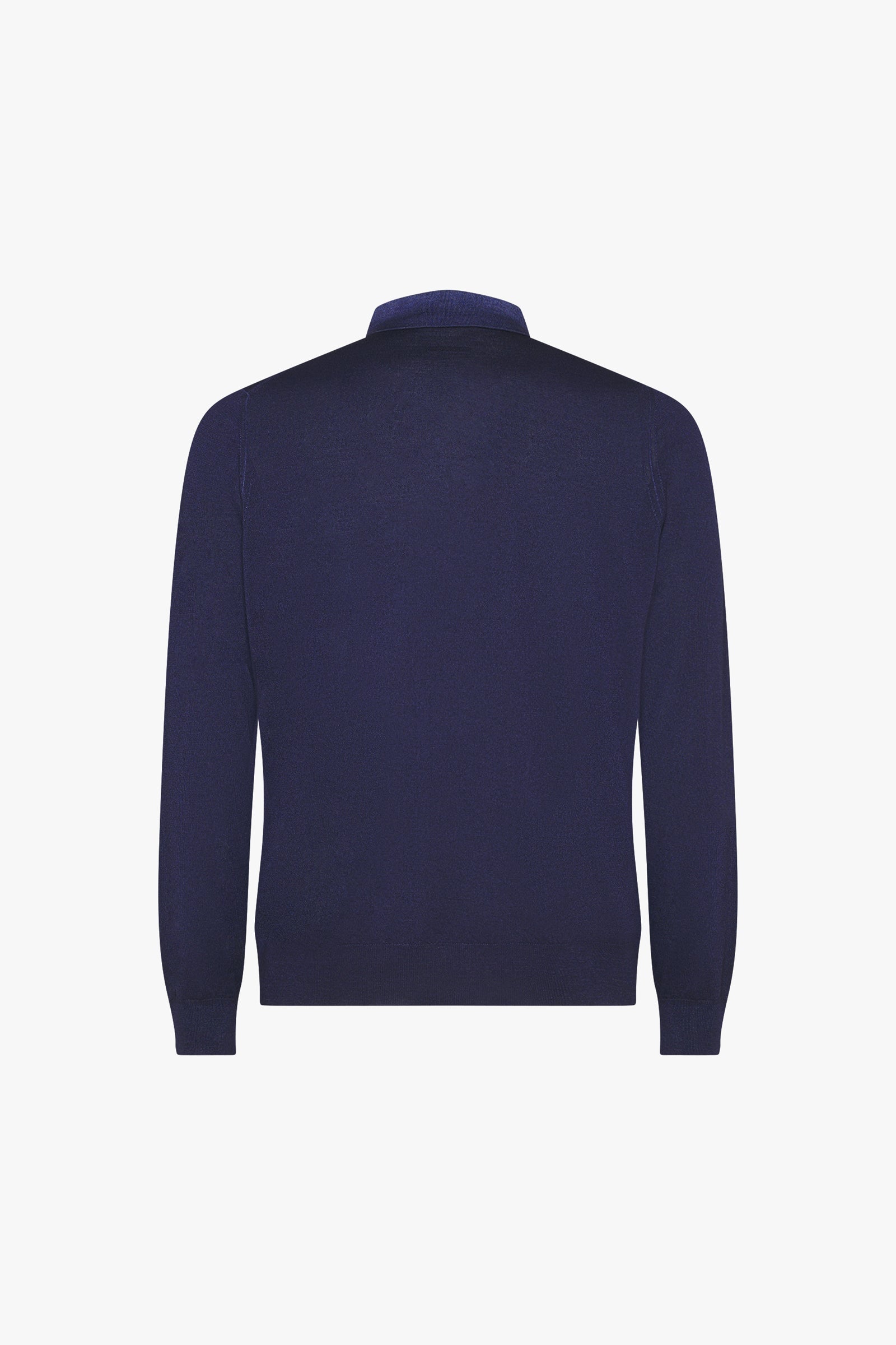 Pull zippé à col pointu en laine - Bleu