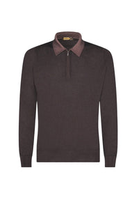 Pull zippé en laine - Marron & Camel