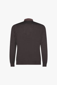 Pull zippé en laine - Marron & Camel