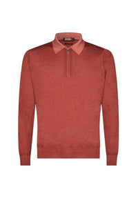 Pull à zip en laine - Rouge