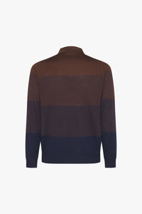 Polo à rayures en laine - Marron & Bleu