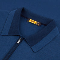 Polo zippé à col en cachemire - Bleu & Bleu marine