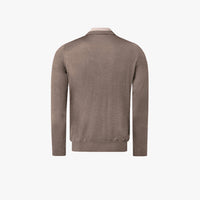Pull zippé à col rayé en cachemire - Marron & Beige