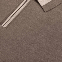 Pull zippé à col rayé en cachemire - Marron & Beige