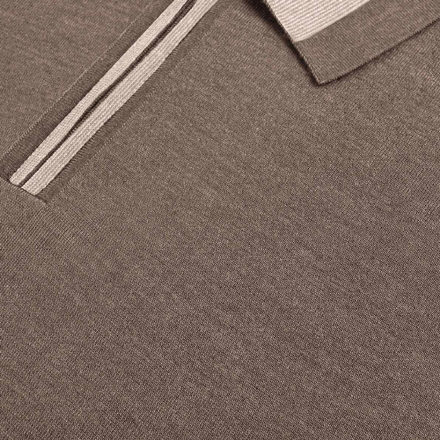 Pull zippé à col rayé en cachemire - Marron & Beige